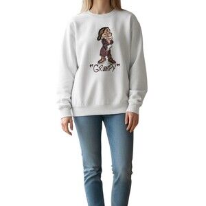 Vintage Disney Grumpy Snow White Seven Dwarfs Sweatshirt White Size L